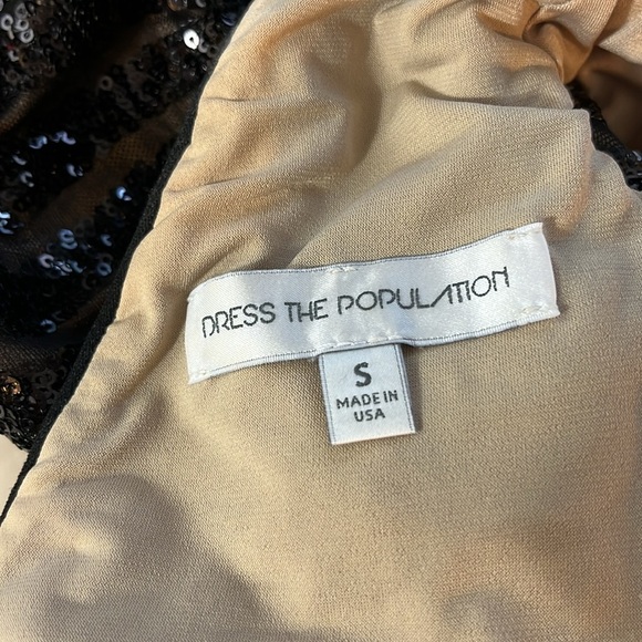Dress The Population Tabitha Black Sequin Cocktail Party Mini Dress Size S - Picture 10 of 13